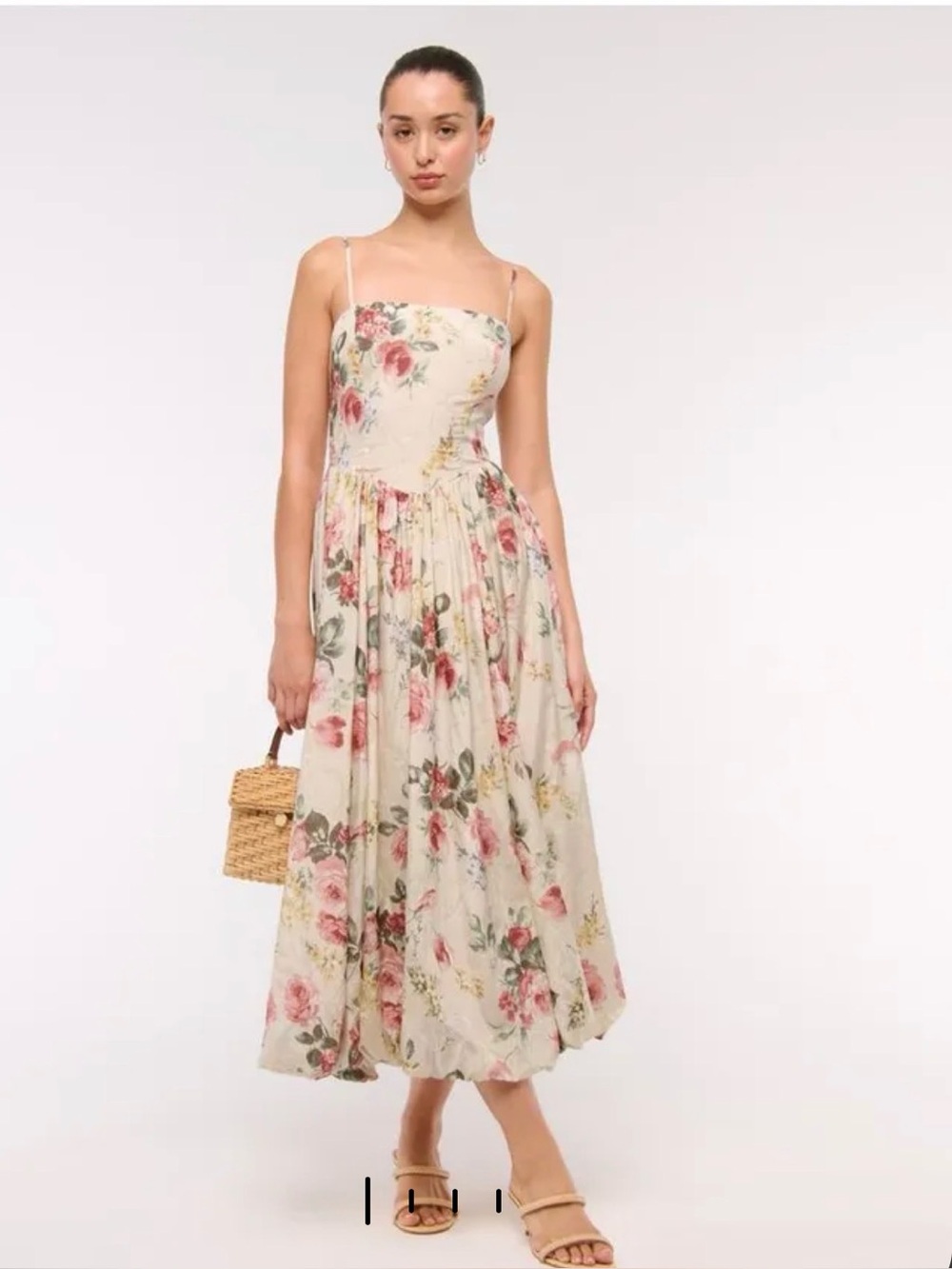 Abercrombie Dipped-Waist Bubble Hem Midi Dress